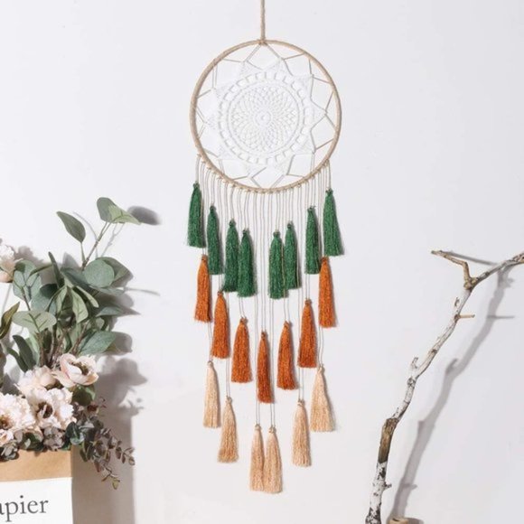 UO Feather Green Boho Dream Catcher Wall Hanging - Picture 3 of 10
